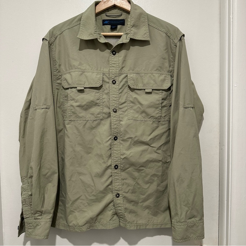 Eastern Mountain Sports Mens Shirt S Olive Green Long Sleeve Button‎ up Vented